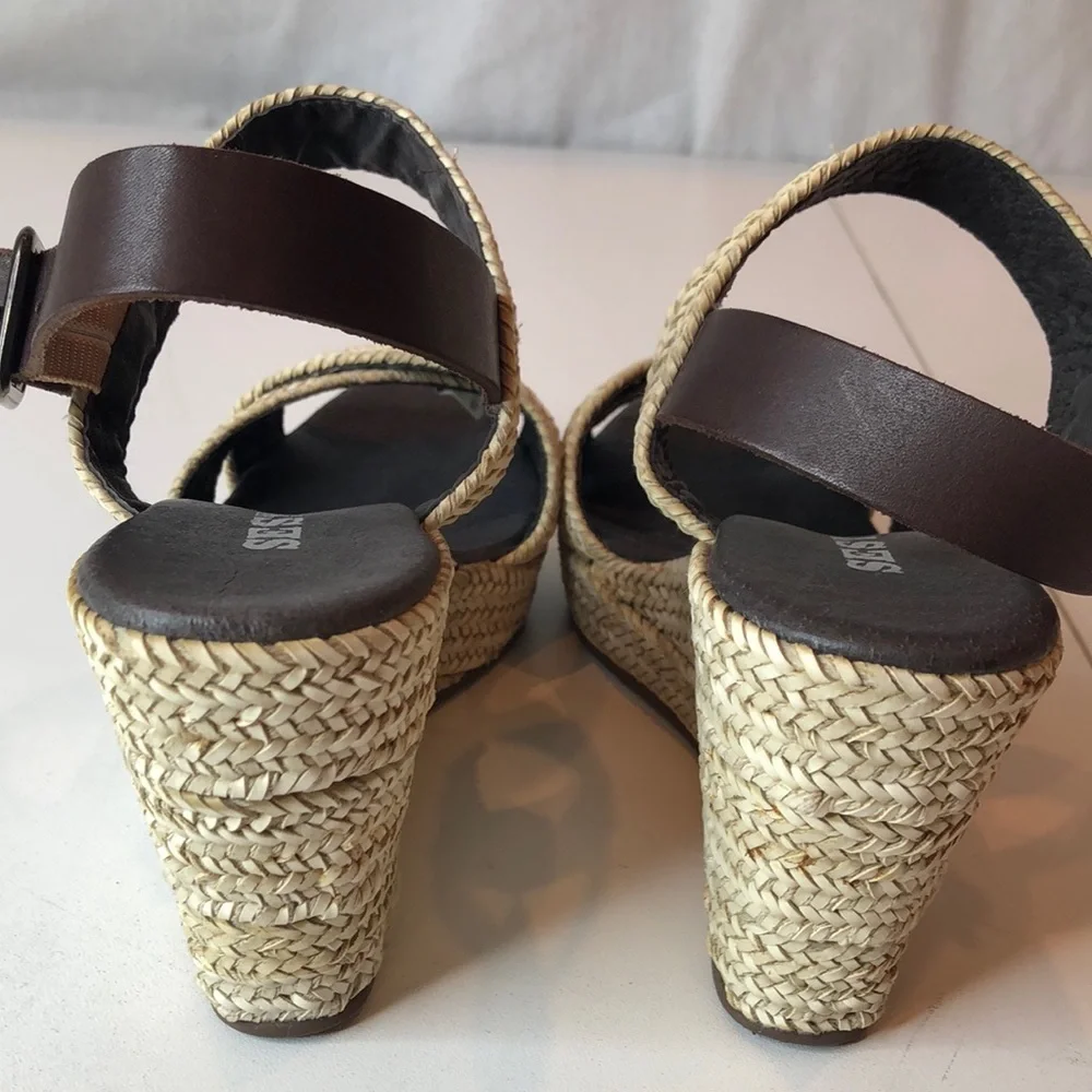 NEW Sesto Meucci Slingback Wedged Heel Sandals Shoes Made In Spain Women’s 7